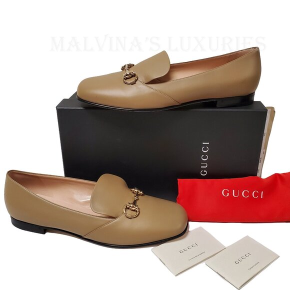 GUCCI SHOES MIRO SOFT HORSEBIT TAN LEATHER LOAFERS FLATS sz 41 11 - Picture 2 of 15